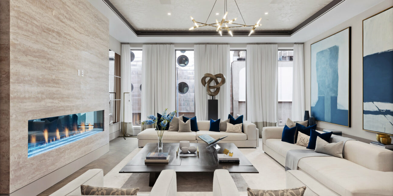 appartamento di lusso: salone e camino